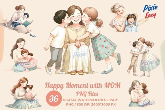 Happy Moments with Mom, Mother's Day Gráfico Gráficos IA Por Pixie Easy