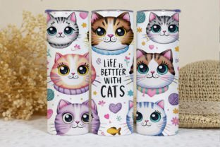 Life is Better with Cats Tumbler Wrap Graphic Crafts By BonnyDesign 1