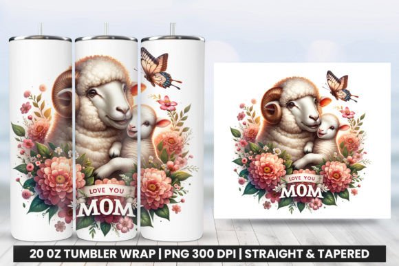 Love You Mom Sheep Tumbler Wrap Design Gráfico Manualidades Por Creative Arslan