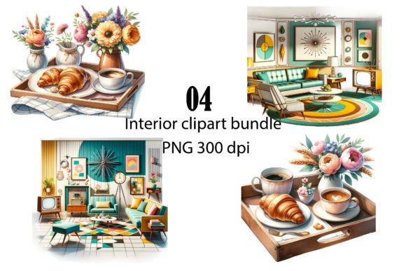 Modern Home Decor and Cozy Breakfast Set Graphic Illustrations By Print Market Designs