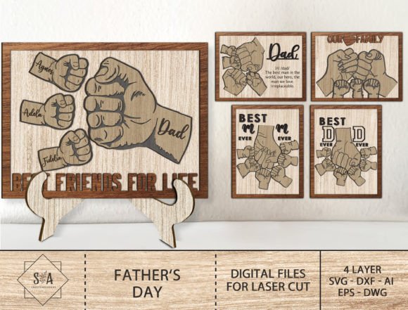 Personalized Dad and Kid Hands Sign Svg Graphic Print Templates By SwallowbirdArt