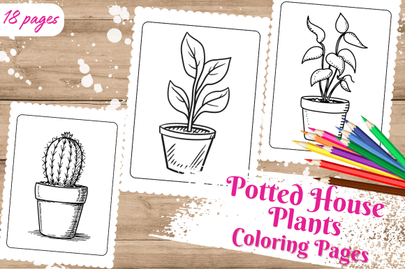 Potted House Plants Coloring Pages Graphic Coloring Pages & Books Kids By STARS KDP