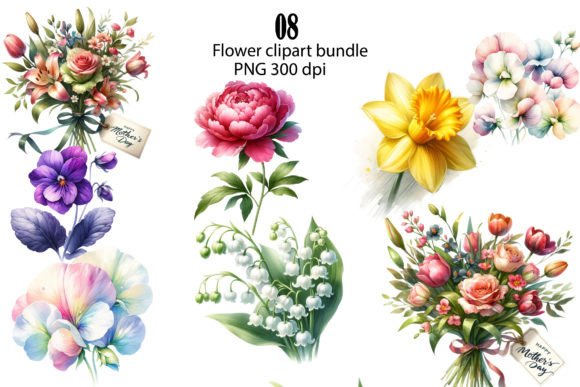 Watercolor Elegant Floral Clipart Bundle Gráfico Ilustraciones Imprimibles Por Print Market Designs