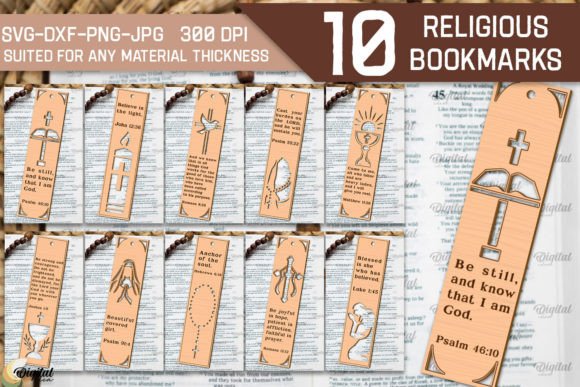 Wood LaserCut Bundle Religious Bookmarks Graphic 3D SVG By Digital Idea