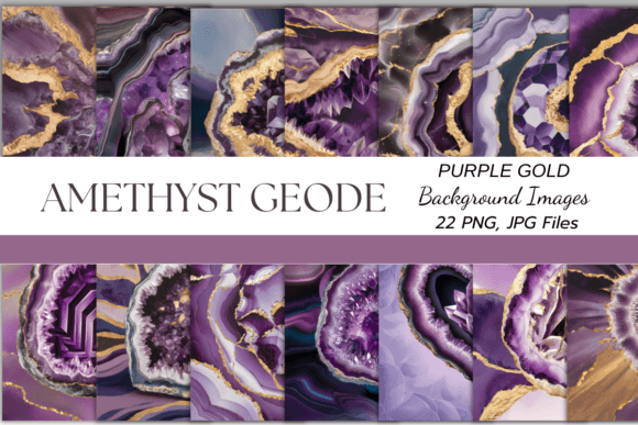 Amethyst Purple Gold Geode Background Graphic Illustrations By Dream Floral Studio