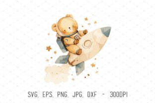 Baby Bear Astronaut Nursery Clipart Gráfico Ilustraciones Imprimibles Por ArtCursor 1