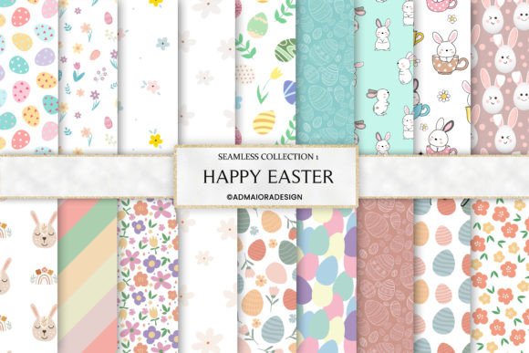 Easter Seamless Digital Paper Grafika Papierowe Wzory Przez AdMaioraDesign