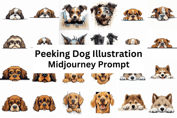 Peeking Dogs Illustration Illustration Illustrations Imprimables Par Digital Delight