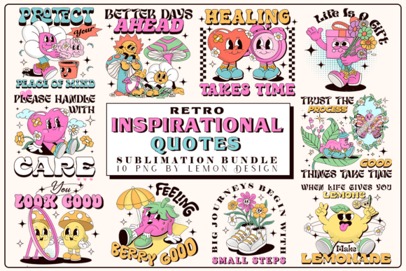 Retro Inspirational Quote PNG Bundle Graphic Crafts By Lemon.design