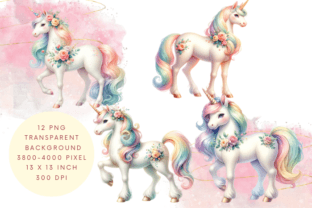 Unicorn Watercolor Flowers Sublimation Graphic Print Templates By Prints and the Paper 3