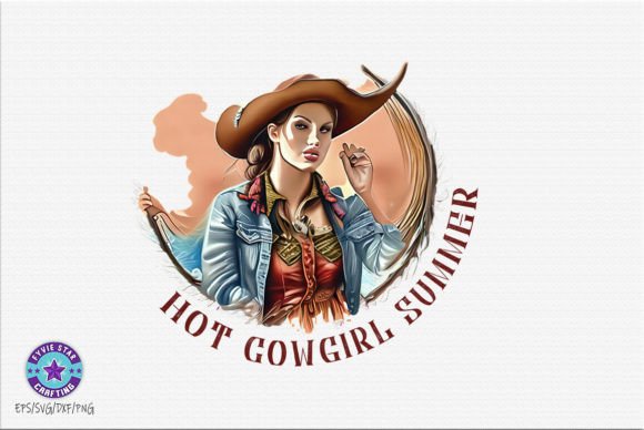 Vintage Western Cowgirl SVG PNG Gráfico Artesanato Por Five Star Crafting