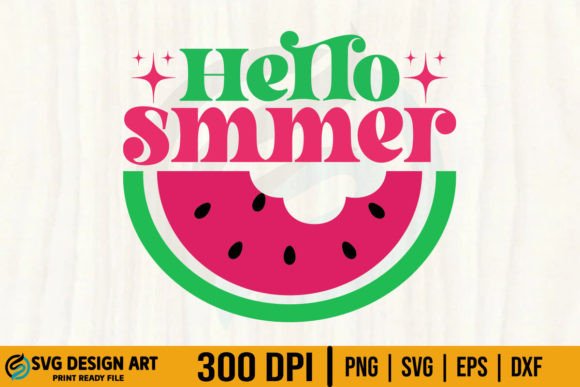 Watermelon Hello Summer Retro SVG Graphic Crafts By SVG Design Art