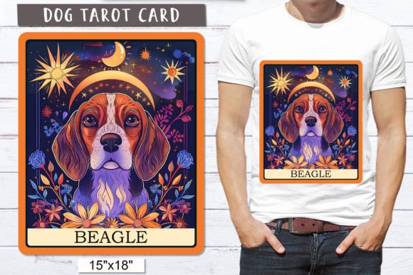 Beagle Png | Tarot Card Dog Sublimation Grafika Ilustracje do Druku Przez Olga Boat Design
