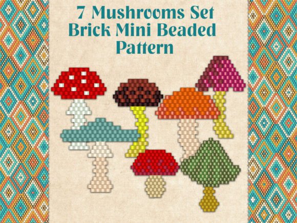 7 Mushrooms Set Graphic Beading Patterns By KseniyaOmega