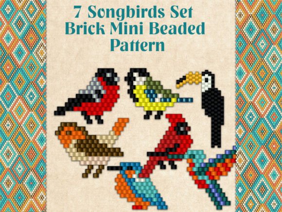 7 Songbirds Set Grafica Modelli di Perline Di KseniyaOmega