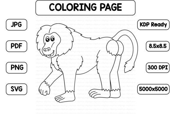 Baboon Coloring Page Isolated for Kids Graphic Coloring Pages & Books Kids By abbydesign