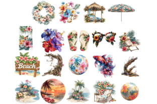 Beach Flowers Clipart Graphic Illustrations By Markicha Art 3
