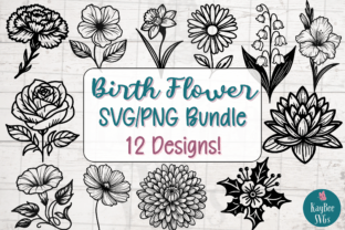 Birth Flower SVG/PNG Bundle Graphic Illustrations By kaybeesvgs 1