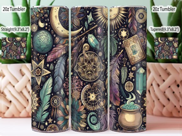 Boho Celestial Witchy Pattern Tumbler Graphic Crafts By IRSHOP