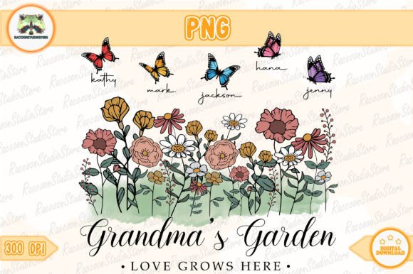 CUSTOM Grandma Garden Birth Month Flower Graphic Crafts By RaccoonStudioStore
