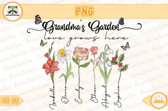 CUSTOM Grandma's Garden Png Bundle Graphic Crafts By RaccoonStudioStore