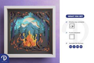 Campfire with Friends 3D Shadow Box Graphic 3D Shadow Box By Drizy Studio 3