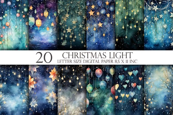 Christmas Lights 20 Digital Paper Graphic Backgrounds By Mehtap Aybastı