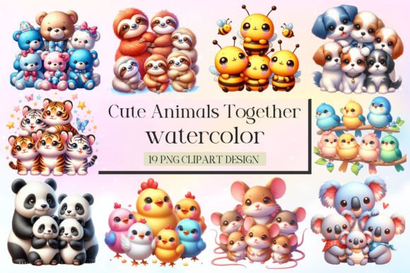 Cute Animals Together Clipart Graphic Illustrations By LiustoreCraft