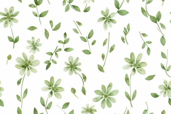 Cute Green Flowers Pattern Graphic AI Patterns By Sun Sublimation