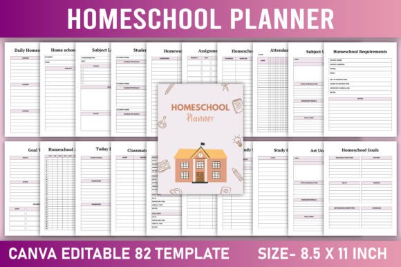 Editable Homeschool Planner Canva Graphic KDP Interiors By KDP GALLERY
