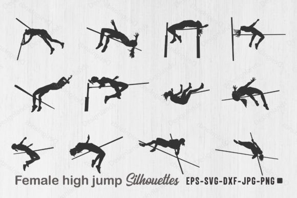 Female High Jump Silhouettes Illustration Artisanat Par Design_Lands
