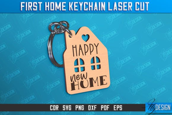 First Home Keychain | Housewarming Gift Grafika Rękodzieła Przez flydesignsvg