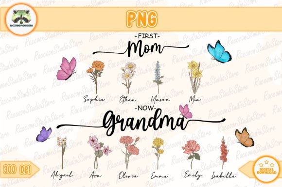 First Mom Now Grandma Png Grafik Plotterdateien Von RaccoonStudioStore