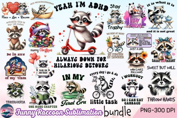 Funny Raccoon Sublimation Bundle Grafika Rękodzieła Przez Cherry Blossom