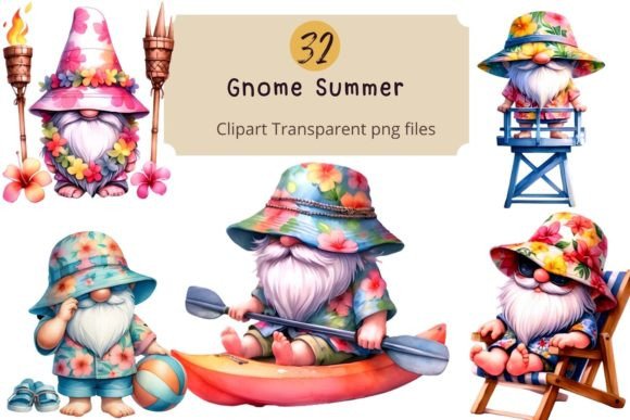 Gnome Summer Clipart PNG Graphic Gráfico Ilustraciones Imprimibles Por Pimkunnicha
