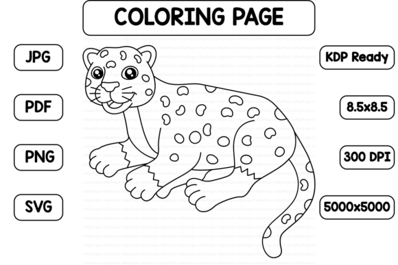 Jaguar Coloring Page Isolated for Kids Gráfico Desenhos e livros para colorir para crianças Por abbydesign