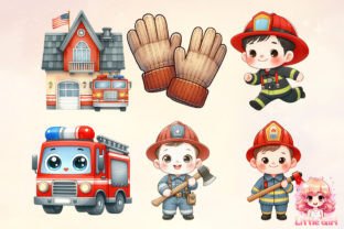 Kawaii Firefighter Clipart Bundle Graphic Illustrations By Little Girl 3