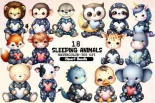Kawaii Sleeping Animals Clipart Bundle Afbeelding Afdrukbare Illustraties Door Little Girl 1