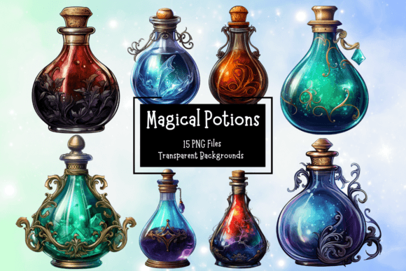 Magical Potions 15 PNG Clipart Bundle Graphic AI Graphics By Cliptomania Creations