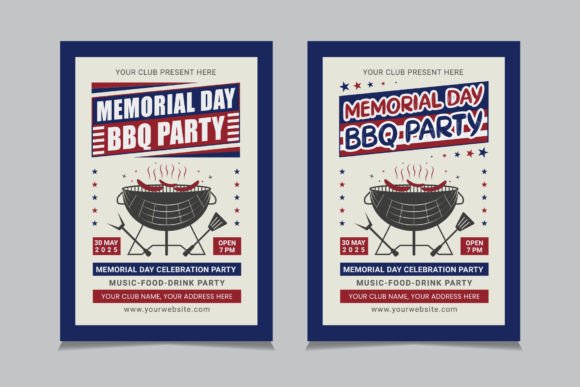 Memorial Day BBQ Flyer Template. Graphic Print Templates By macreativegraphix