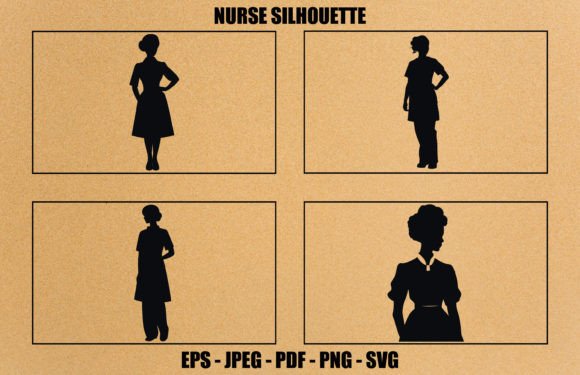 Nurse Female Silhouettes Set Gráfico Ilustraciones Imprimibles Por Unique Design Team