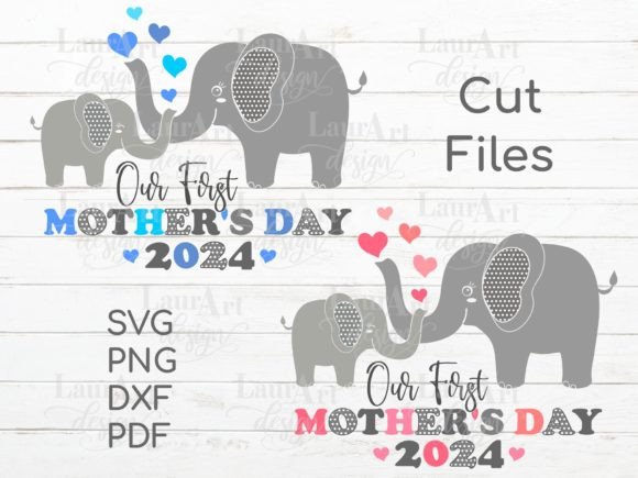 Our First Mother's Day Elephant Mom Baby Grafik T-shirt Designs Von LauraArtDesign