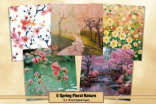 Spring Floral Nature Digital Papers 23 Grafika Tła Przez artisticwayco 1
