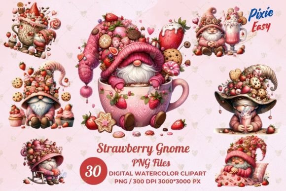 Strawberry Gnome Grafik KI Grafiken Von Pixie Easy