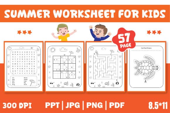 Summer Worksheet for Kids Gráfico Interiores KDP Por Endro