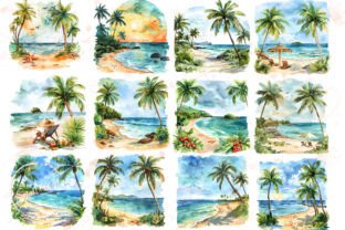 Tropical Summer Beach Watercolor Clipart Graphic Illustrations By Summer Digital Design 2