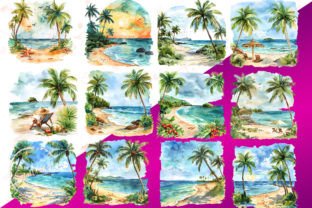 Tropical Summer Beach Watercolor Clipart Graphic Illustrations By Summer Digital Design 3
