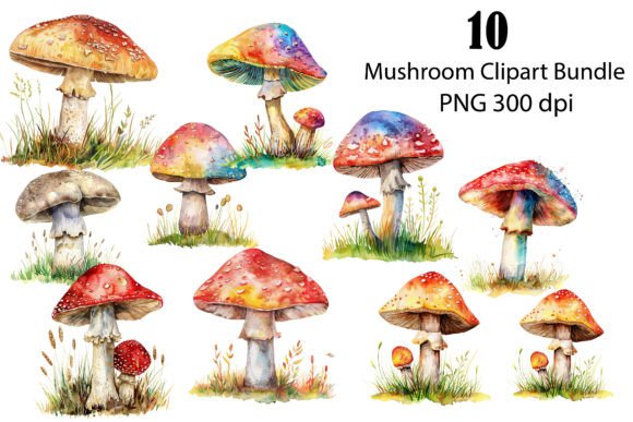 Watercolor Forest Mushroom Clipart Graphic Illustrations By Print Market Designs