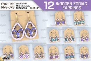 Wooden Zodiac Earrings Laser Cut Bundle Illustration SVG 3D Par Digital Idea 1