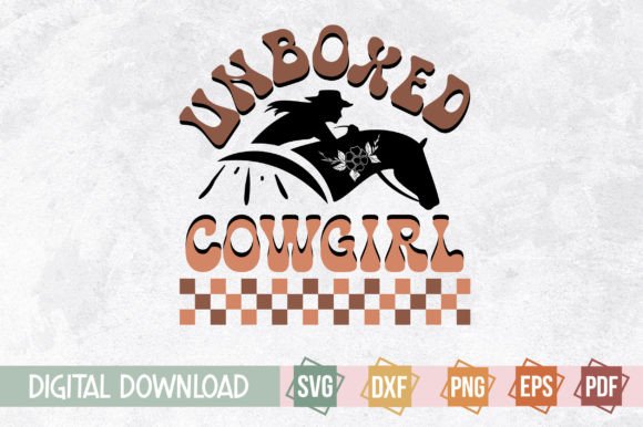 Unboxed Cowgirl Retro Svg Design Gráfico Plantillas de Impresión Por svgstudiodesignfiles